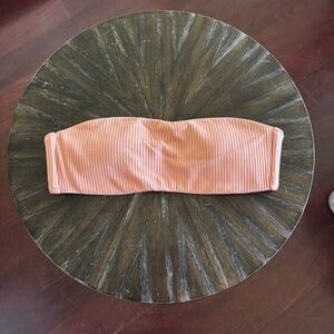 Peach Ribbed Bandeau Top